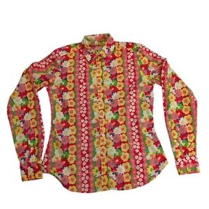 Lilly Pulitzer Juliet Flower‎ Child Button Up Shirt Women's Size 8 100% Cotton